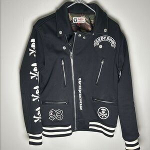 AAPE By Bape Black Varsity Biker Jacket